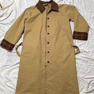 Tan Coat with Corduroy Collar Medium